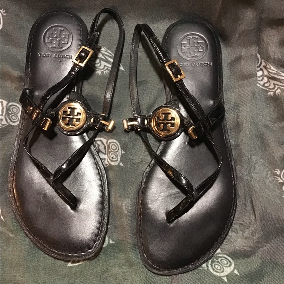 TORY BURCH ALI LEATHER THONG SANDAL SZ 8 EUC